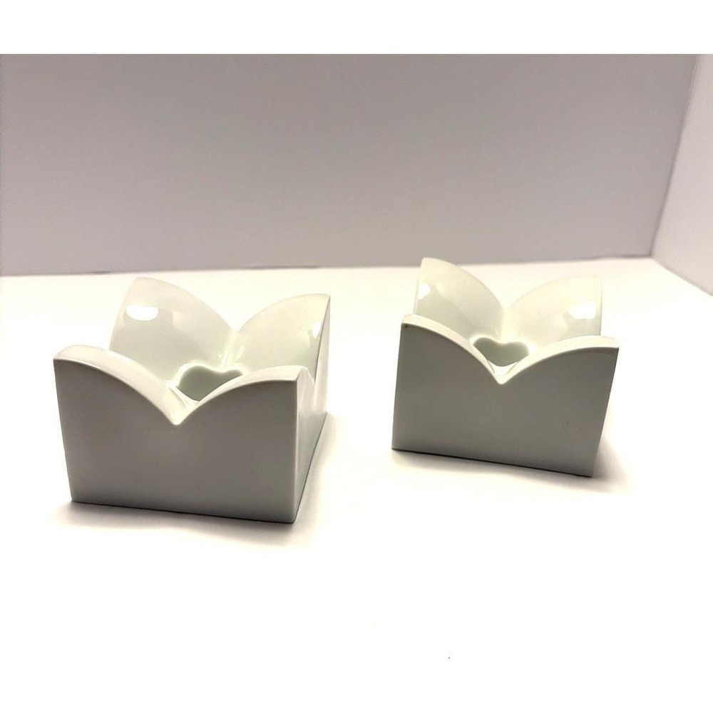 Arzberg Square MCM‎ Candle Holder Set of 2 White Modern Vintage